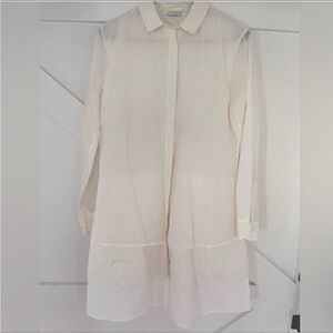 Brunello Cucinelli Silk Shirt Dress Tiered Longsleeve Dress Ruffle Skirt